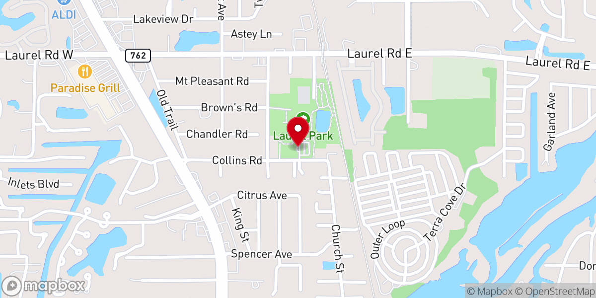 Map showing location of Laurel Park & Sandra Sims Terry Community Center