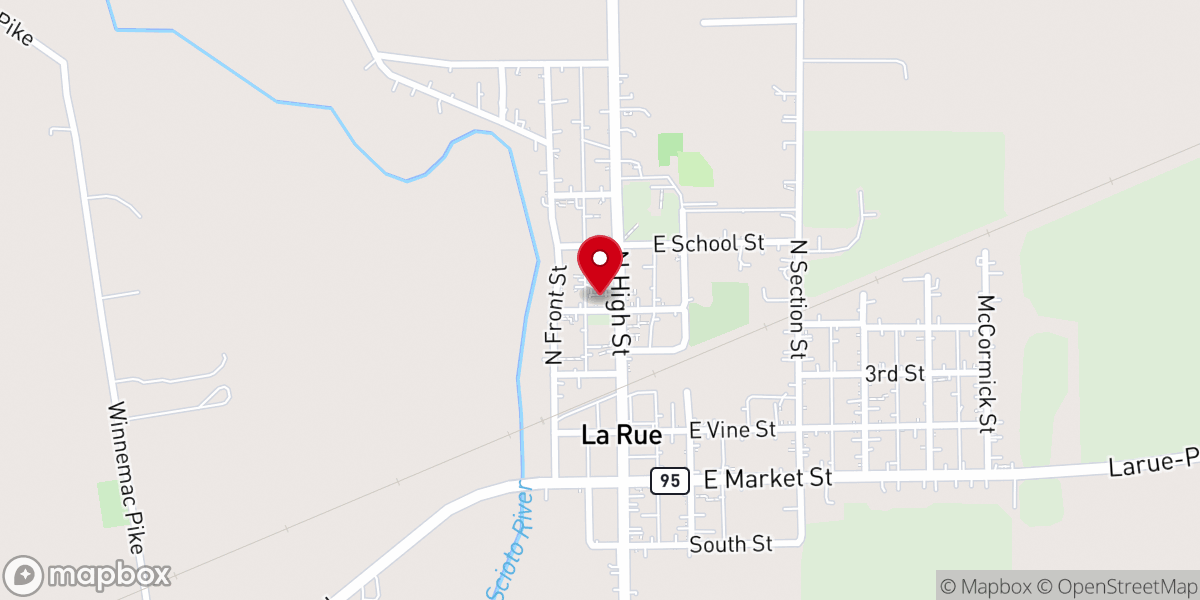 Map showing location of La Rue Baptist Church