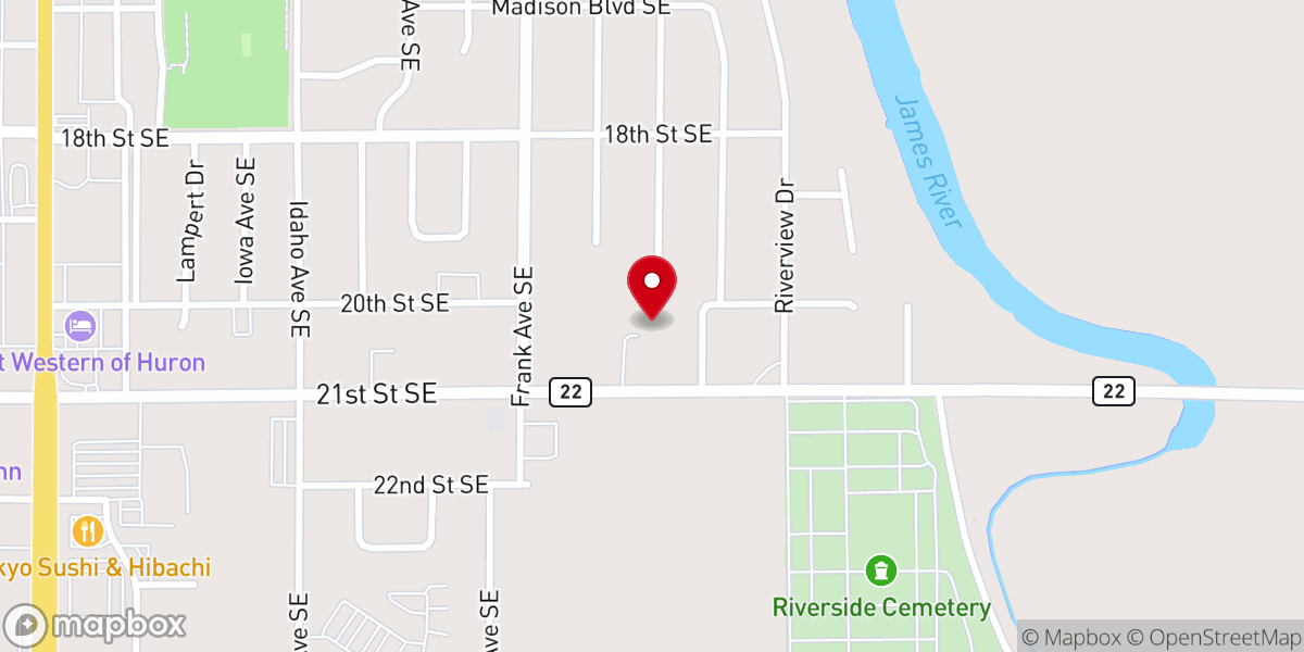 Map showing location of Huron Christian Church