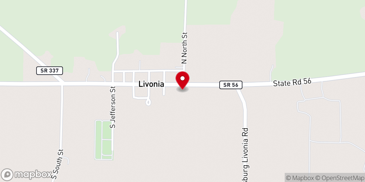 Map showing location of Livonia Baptist Church