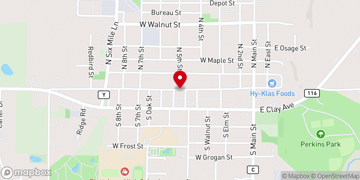 Map showing location of First Baptist Church, Plattsburg