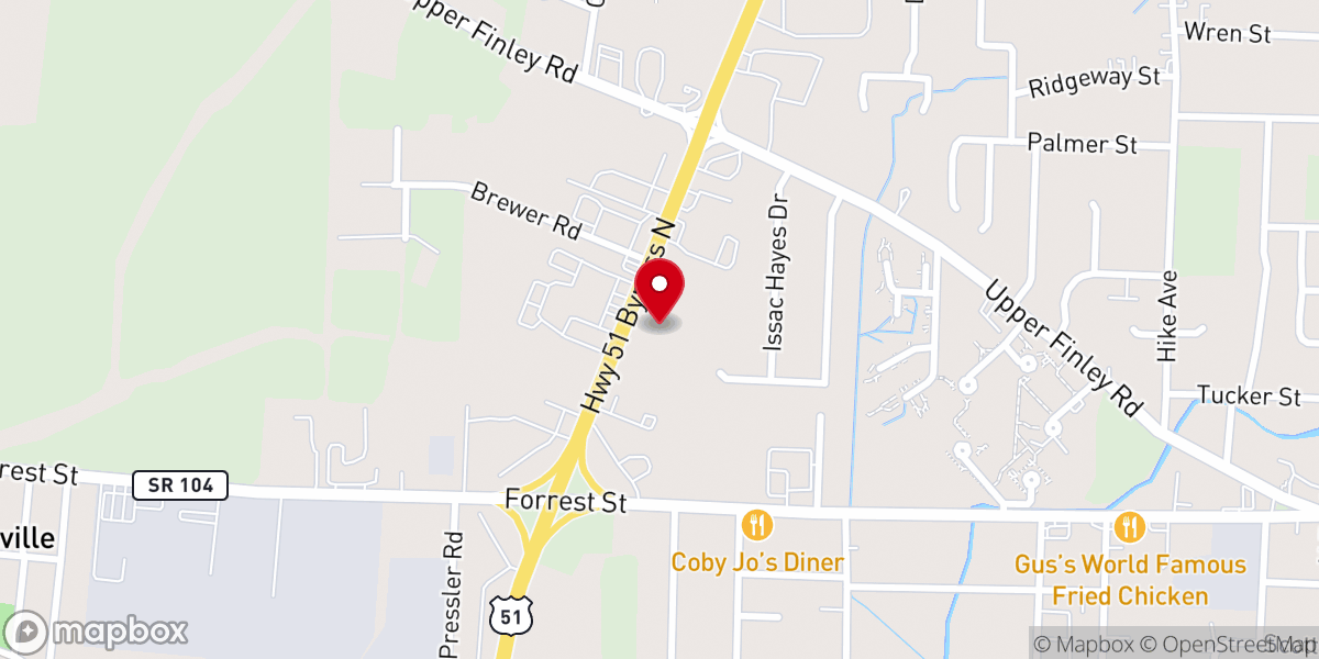 Map showing location of The Crossing Church - Dyersburg