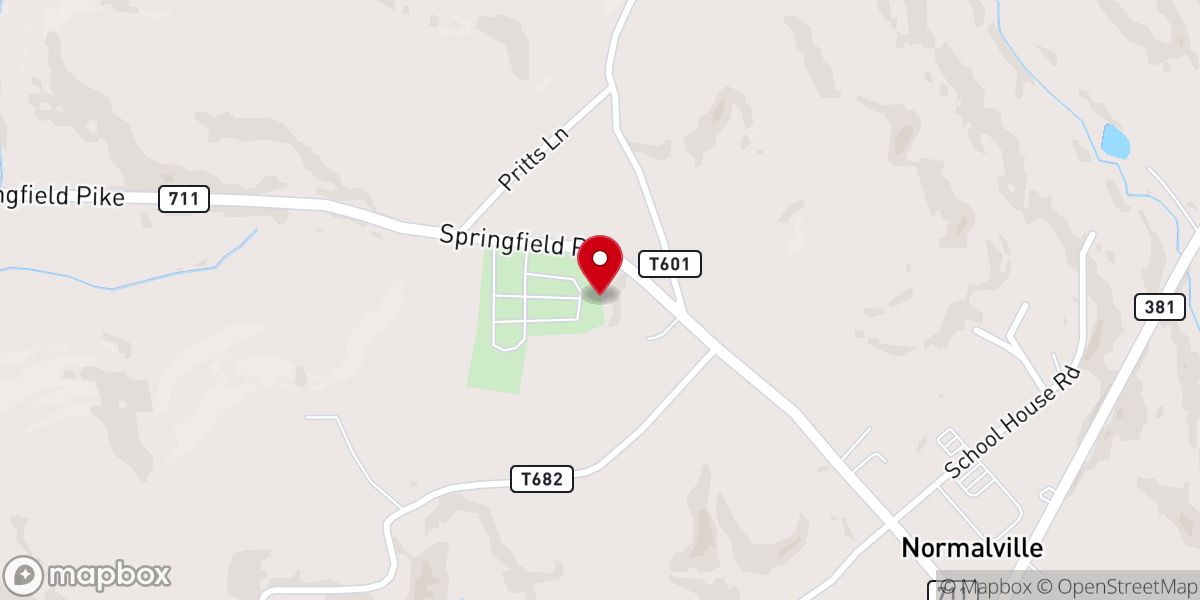 Map showing location of Normalville United Methodist Church