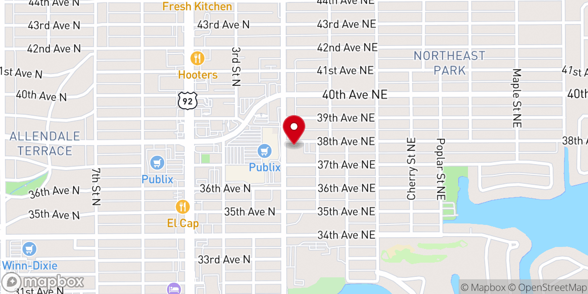 Map showing location of Indian Rocks Church North East Park