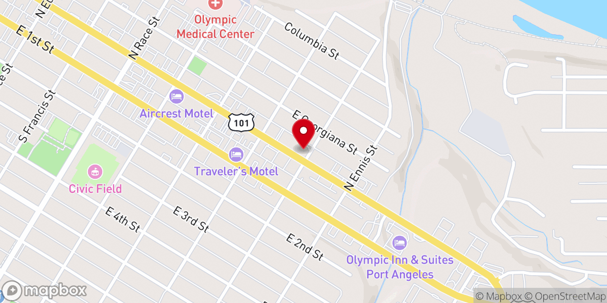 Map showing location of Port Angeles Church of Christ