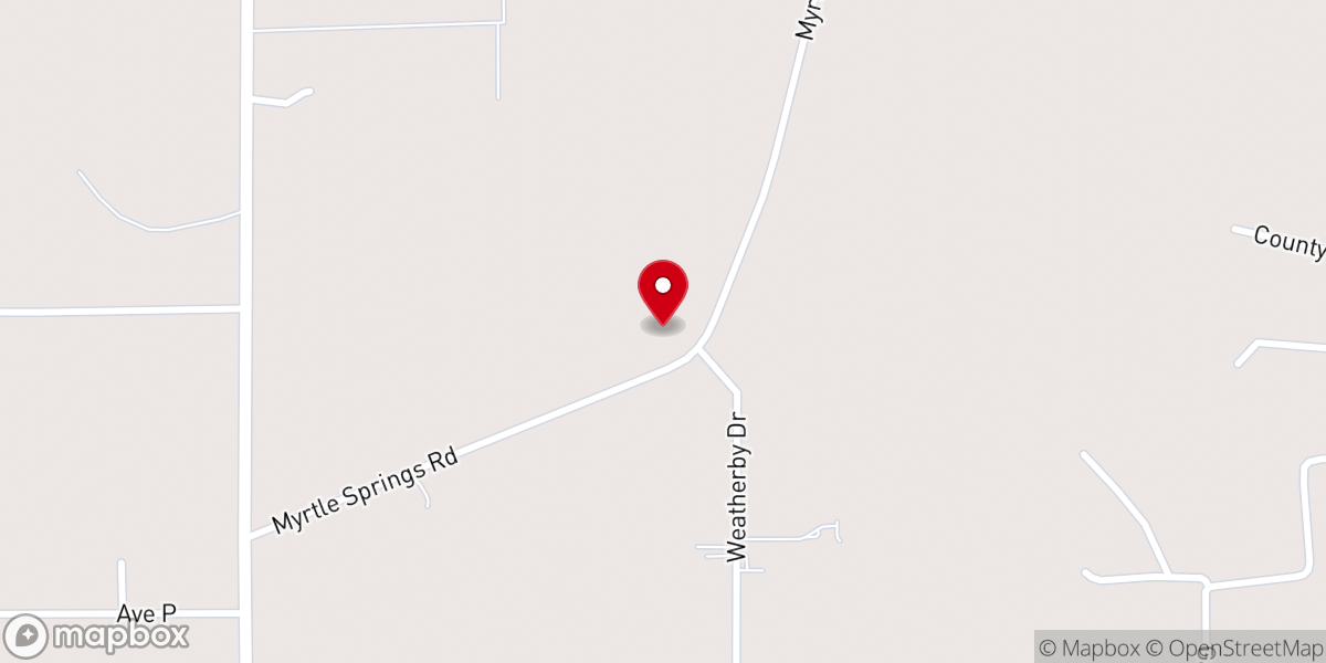 Map showing location of Myrtle Springs Baptist Church