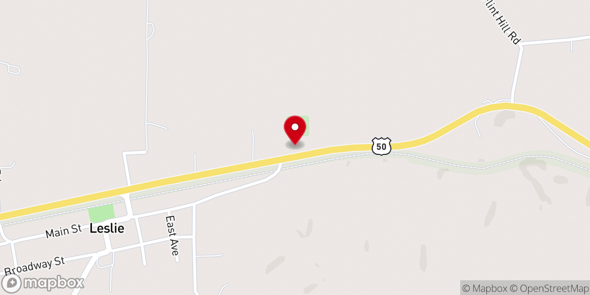 Map showing location of Leslie Zion United Methodist