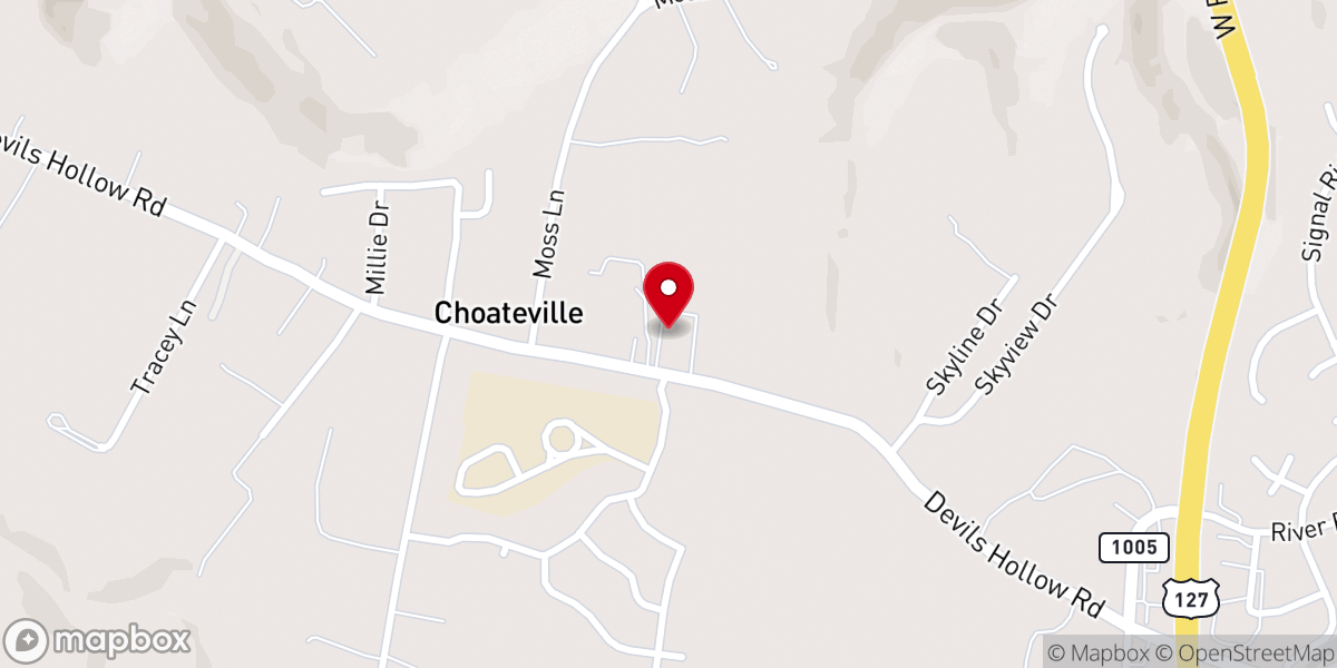 Map showing location of Hillcrest Baptist Church