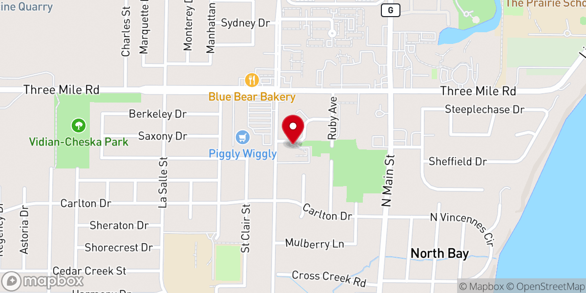 Map showing location of North Pointe United Methodist Church