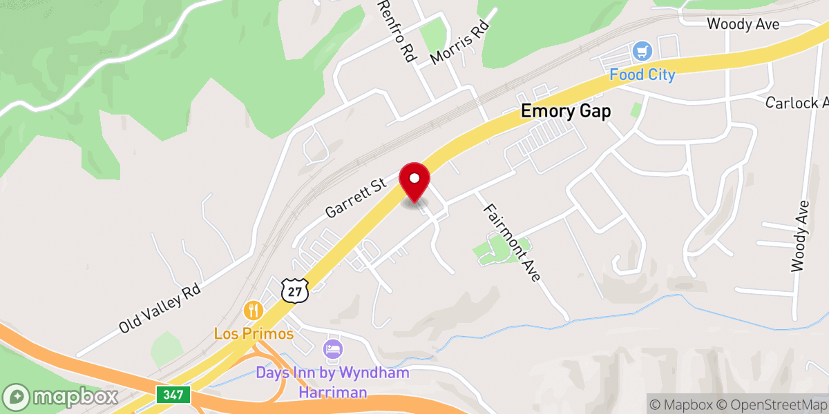 Map showing location of Emory Gap Missionary Baptist Church