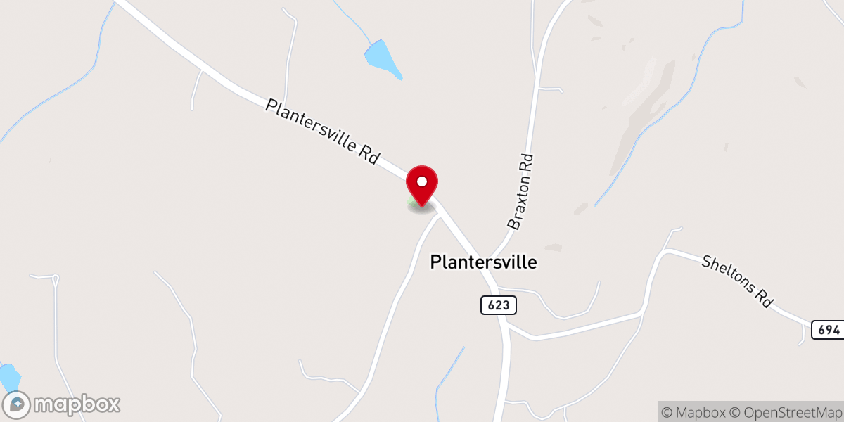 Map showing location of Plantersville United Methodist Church