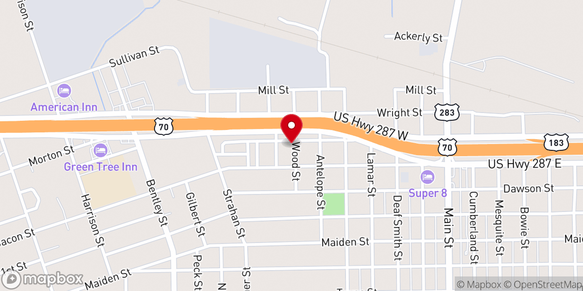 Map showing location of Wood Street Church of Christ