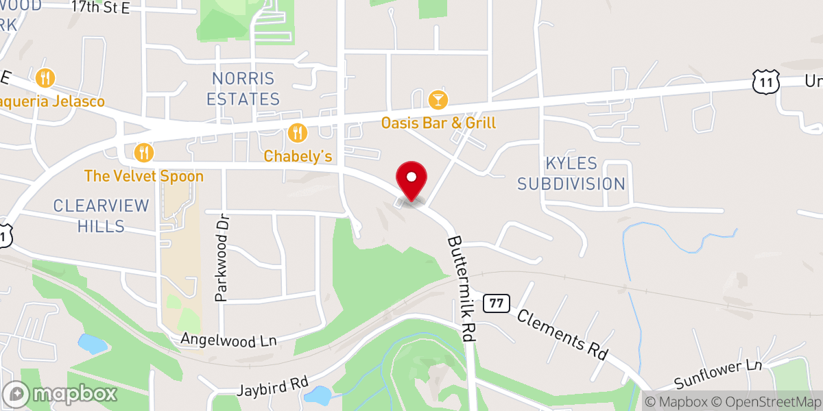 Map showing location of Cottondale Christian Church