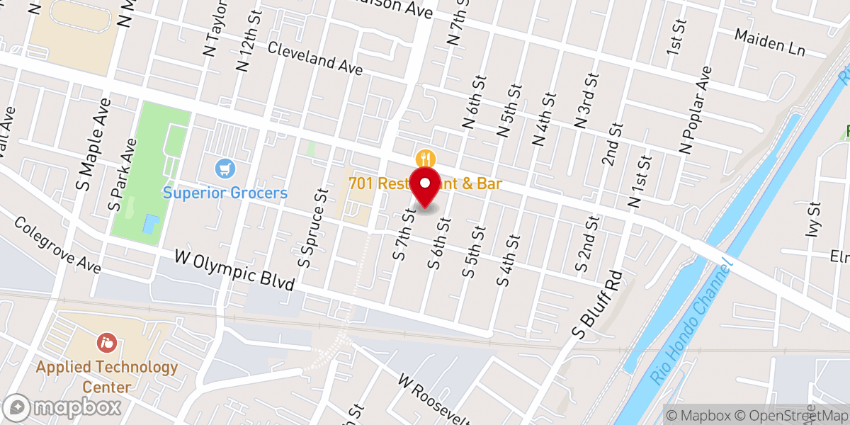 Map showing location of First Baptist Church of Montebello