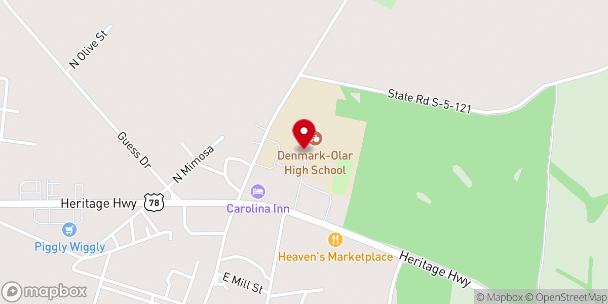 Map showing location of Denmark-Olar Middle School