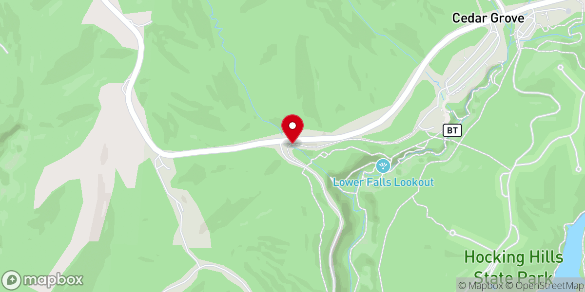 Map showing location of Hocking Hills State Park