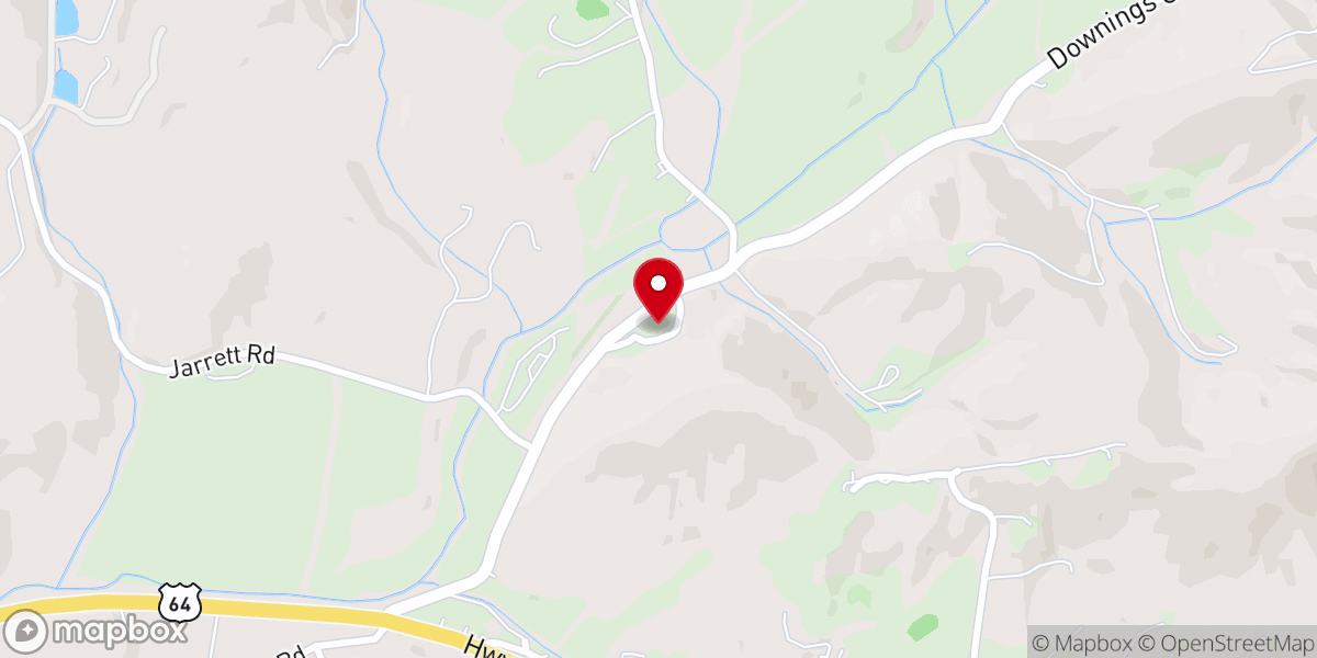 Map showing location of Downings Creek Baptist Church