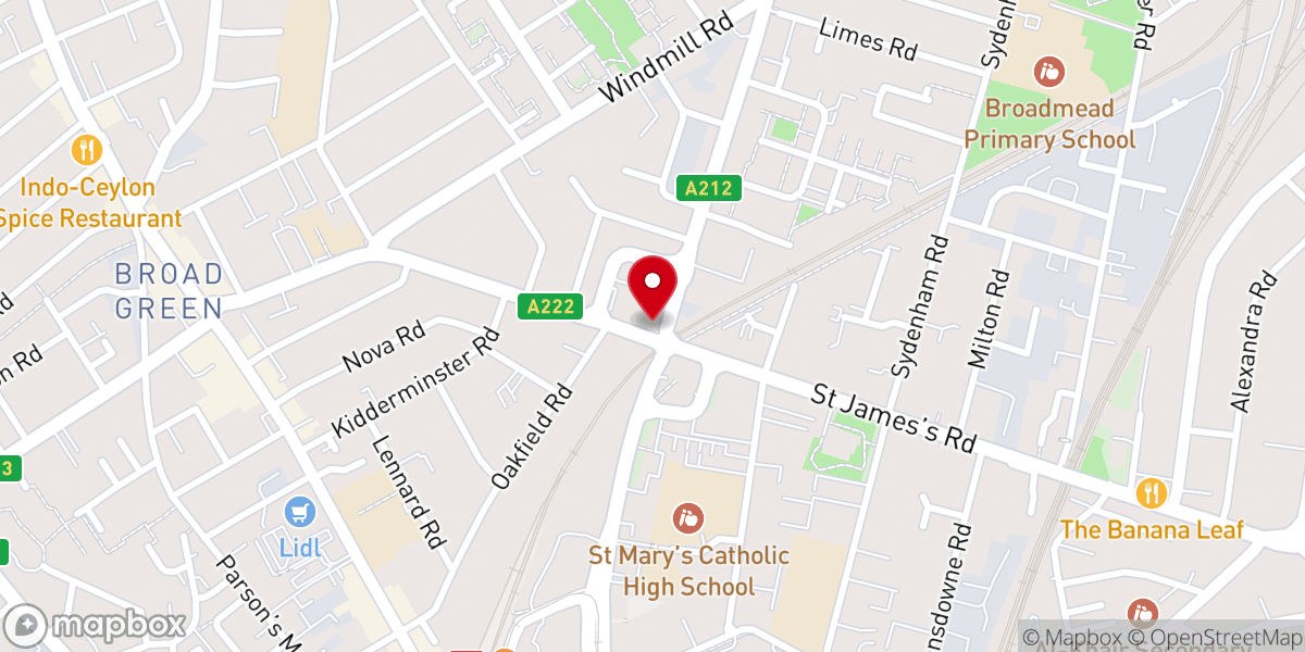 Map showing location of Elim Pentecostal Church