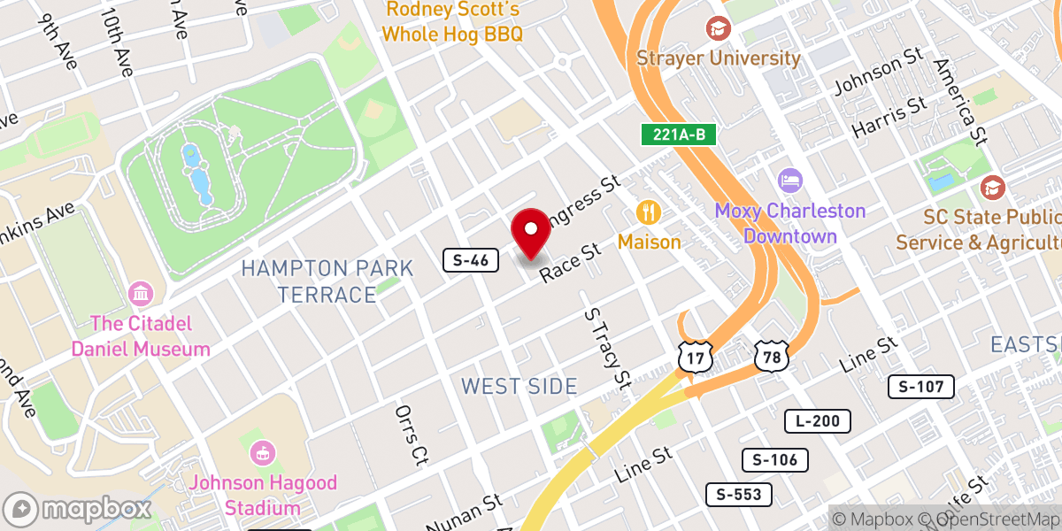 Map showing location of Calvary Baptist Church