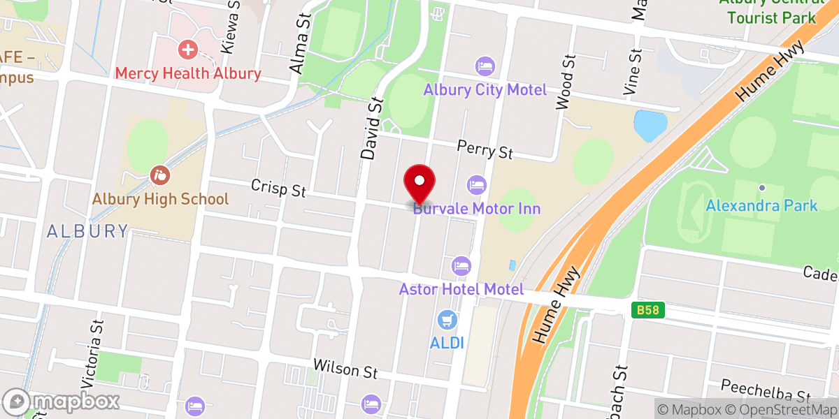 Map showing location of Albury Baptist Church