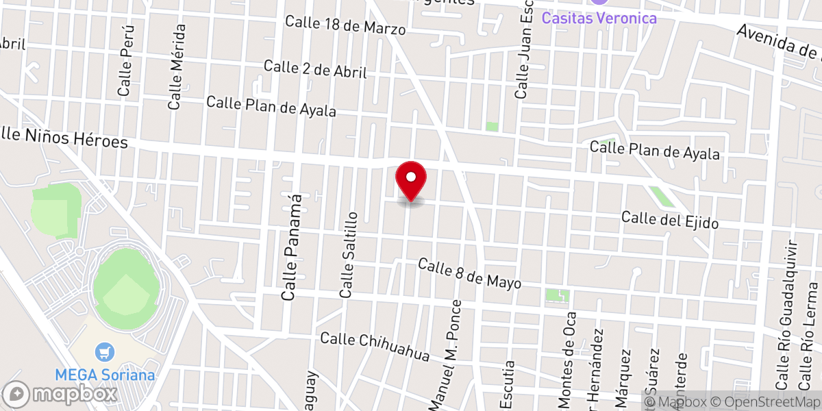 Map showing location of Iglesia Vida Juarez