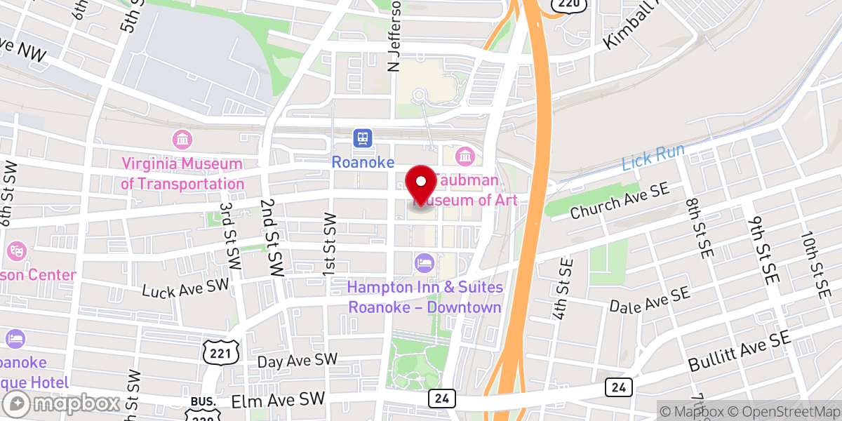 Map showing location of Center In The Square