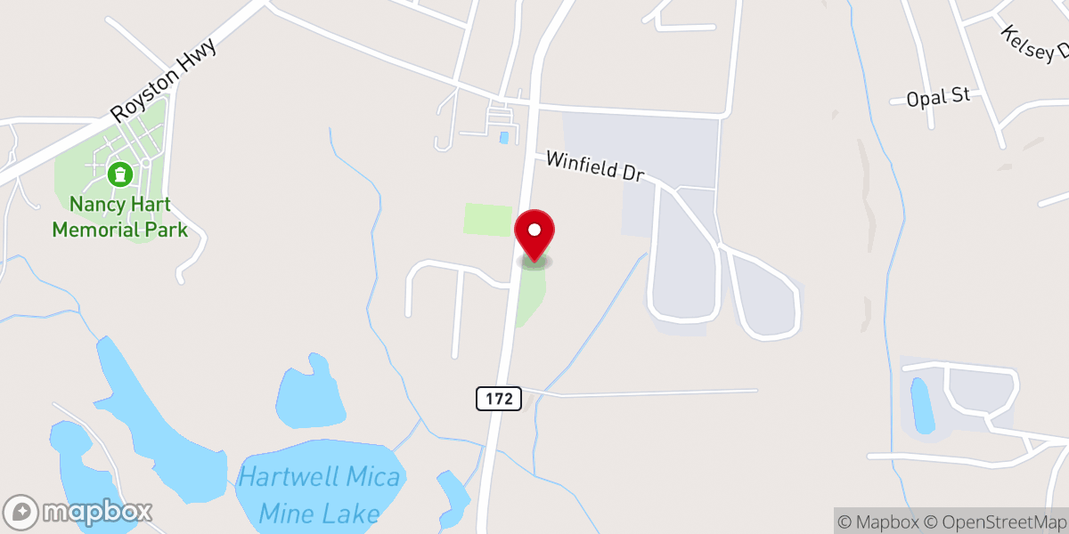 Map showing location of Cedar Springs Baptist Church