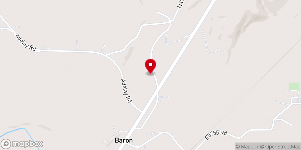 Map showing location of Baron Baptist Church