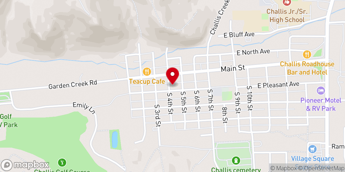 Map showing location of Challis Community Church