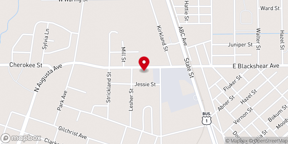 Map showing location of Olivet Baptist Church