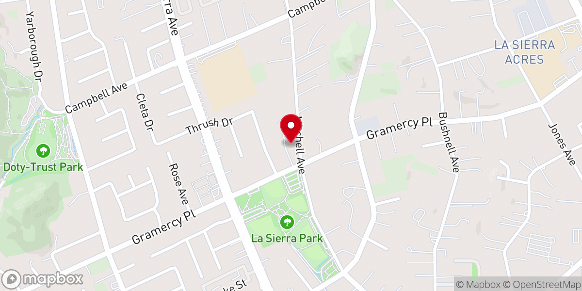 Map showing location of La Sierra Baptist Church