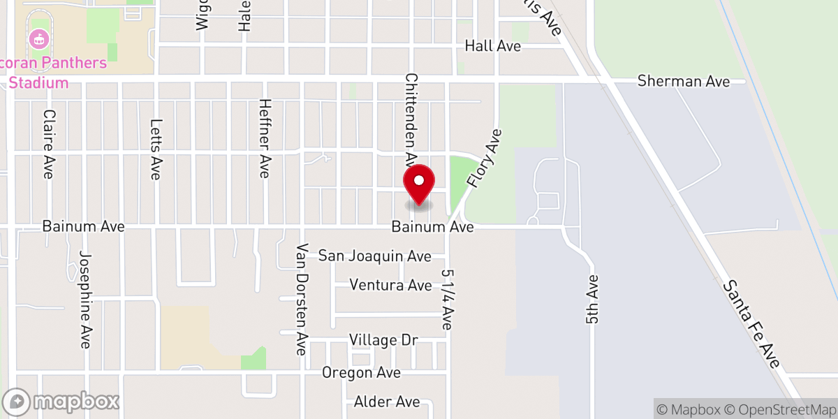 Map showing location of Corcoran Pentecostal Church