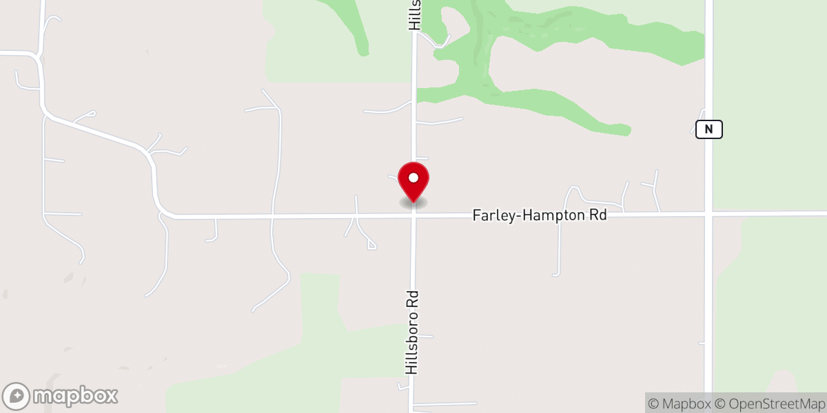 Map showing location of Hillsboro Christian Church