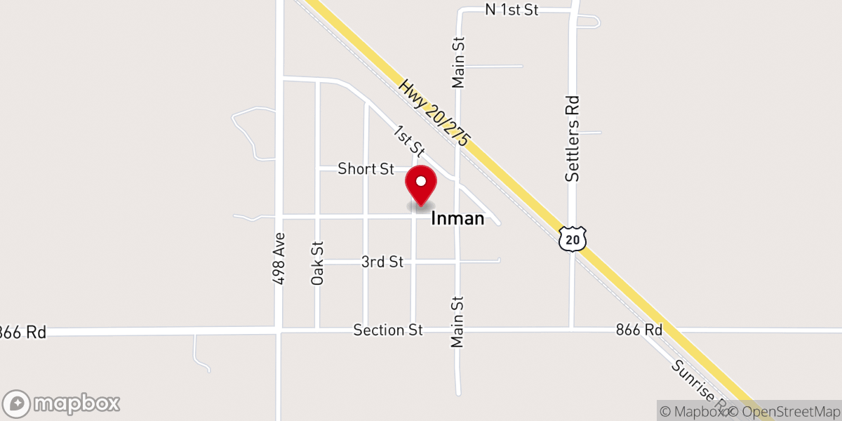 Map showing location of Inman Community Church