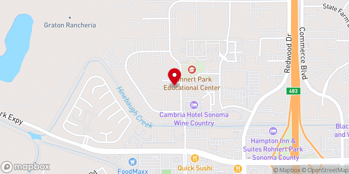 Map showing location of Calvary Chapel Rohnert Park