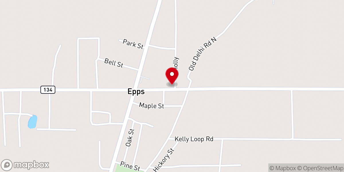 Map showing location of Epps Baptist Church