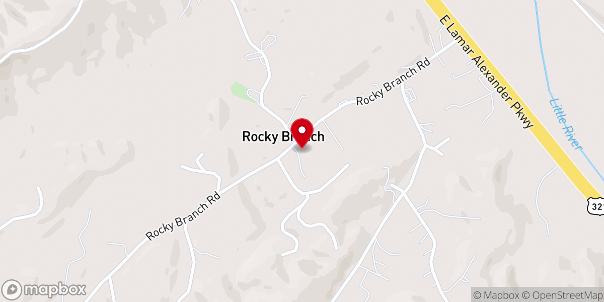 Map showing location of Rocky Branch Bethel Baptist Church