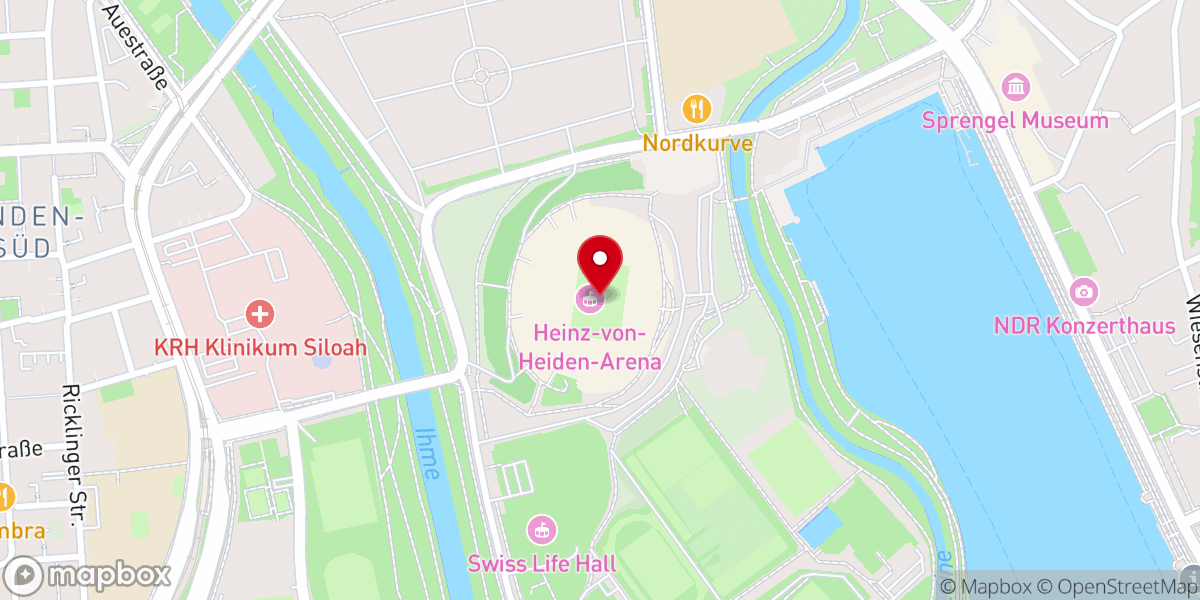 Map showing location of Heinz von Heiden Arena
