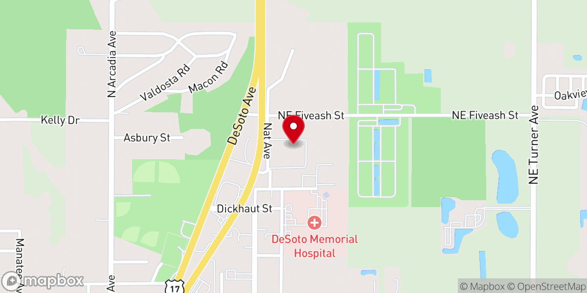 Map showing location of First Baptist Church-Arcadia