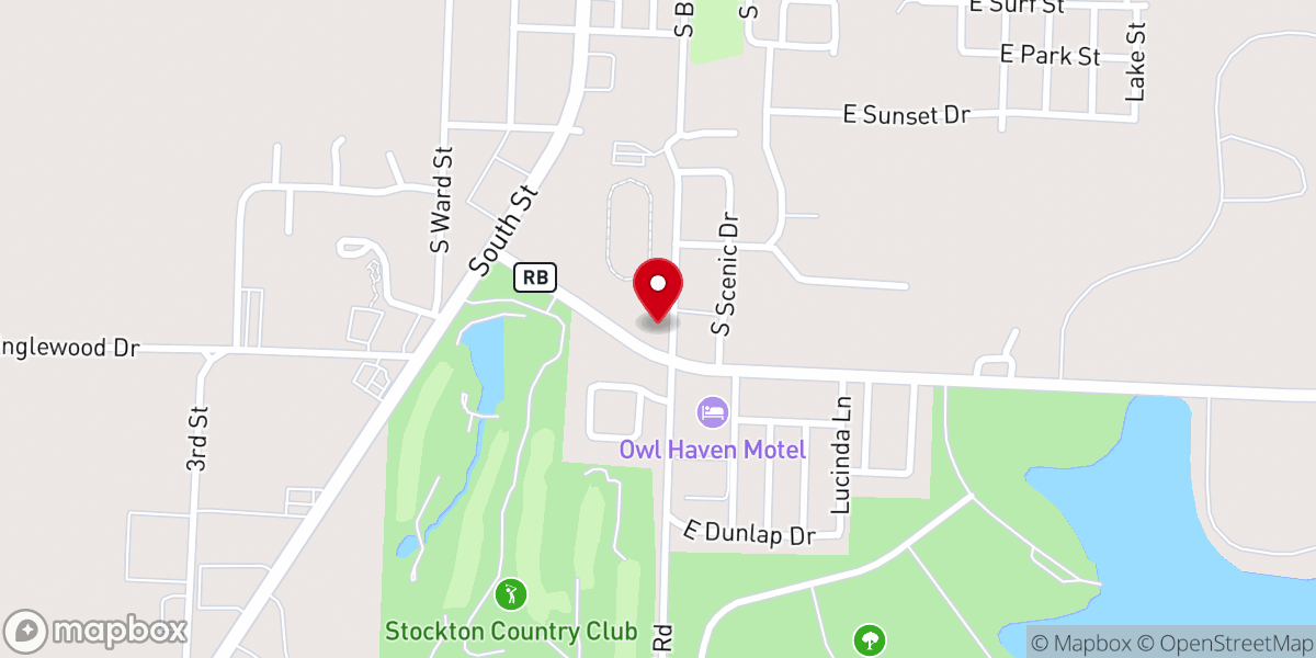 Map showing location of Stockton Free Will Baptist Church