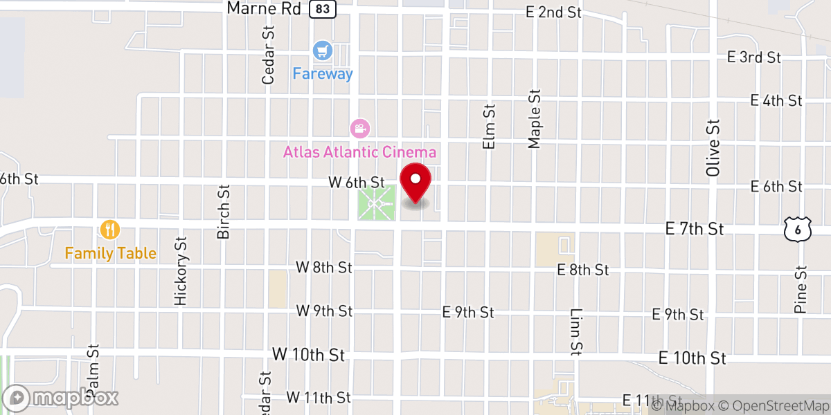 Map showing location of Site of First House in Atlantic Historical Marker