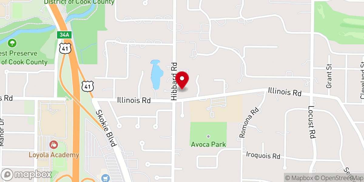 Map showing location of Winnetka Covenant Church, New Vision Covenant Church