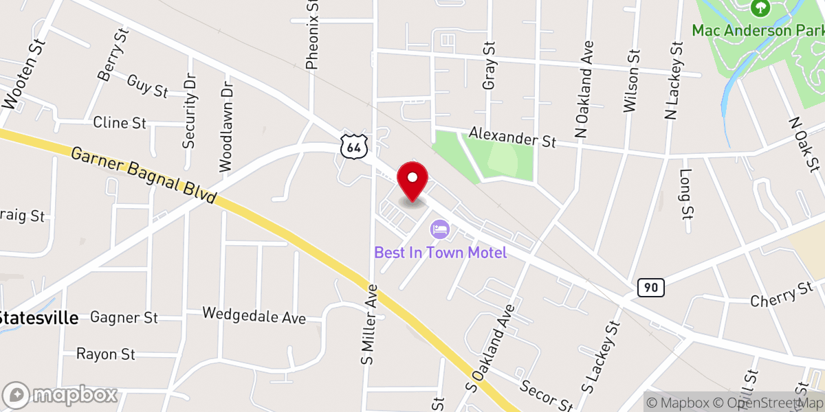 Map showing location of Front Street Baptist Church