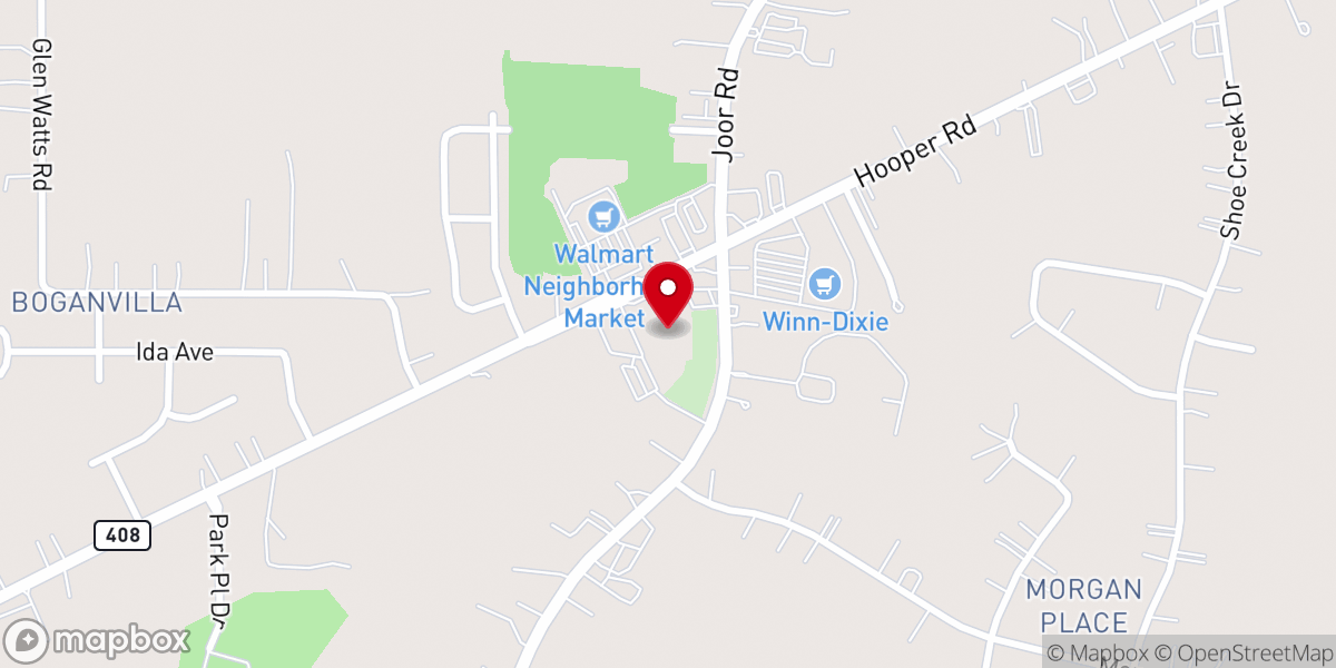Map showing location of Zoar Baptist Church