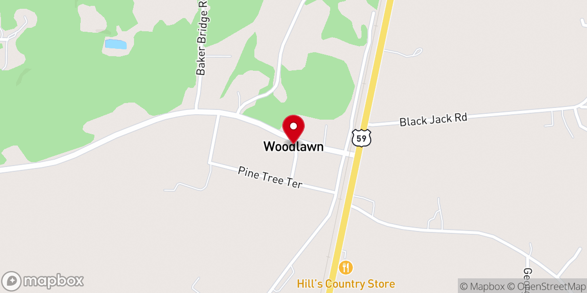 Map showing location of Woodlawn