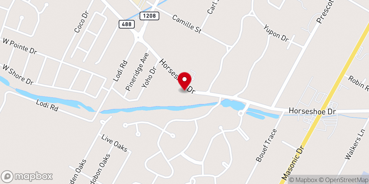 Map showing location of Horseshoe Drive United Methodist