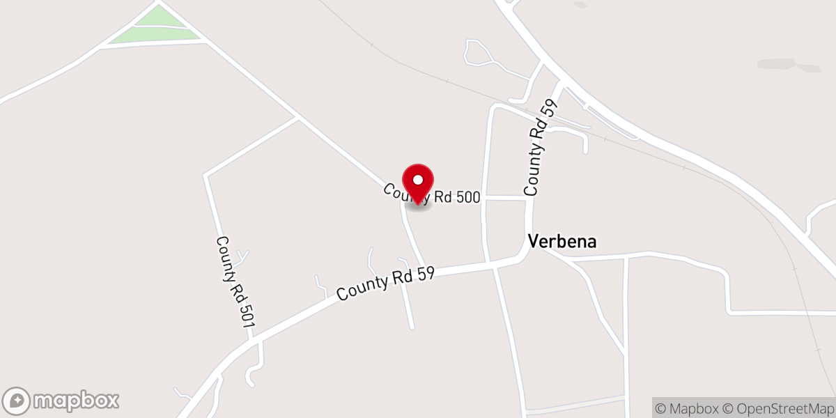 Map showing location of Verbena Baptist Church