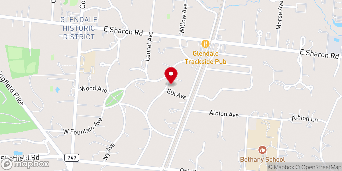 Map showing location of Glendale Presbyterian Church