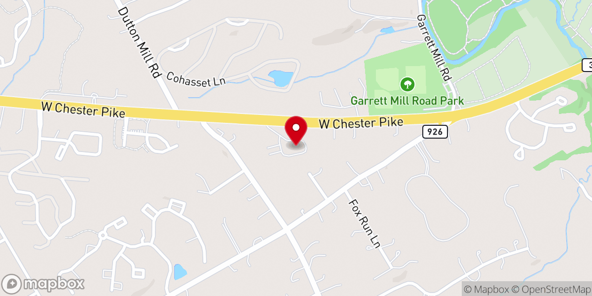 Map showing location of Willistown United Methodist Church