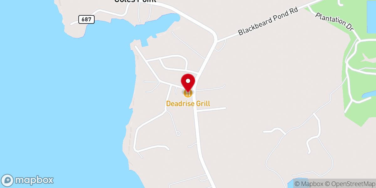 Map showing location of Deadrise Grill